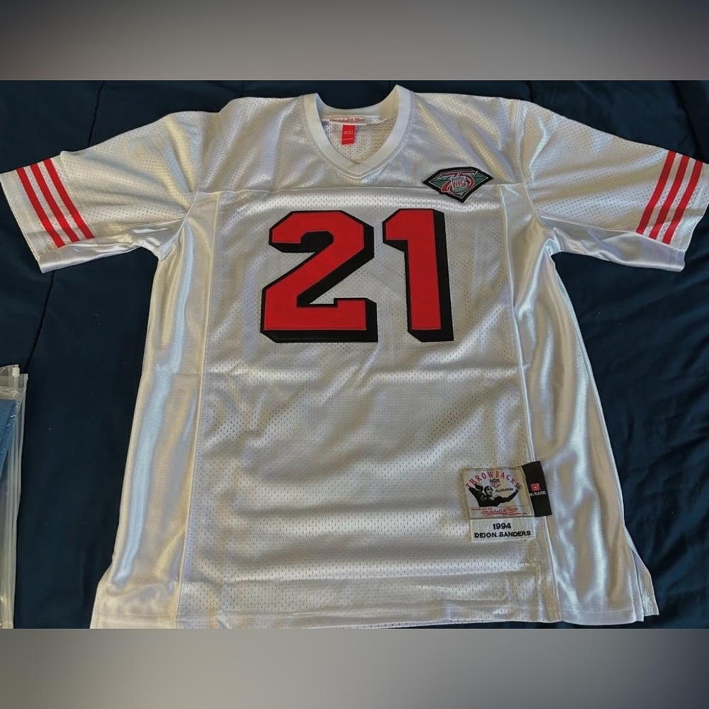 White Football Jersey with Red Number 21